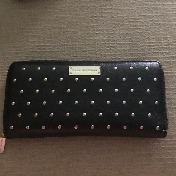 Sac à Main Dana Buchman Noir En Polyuréthane Grainé - Style Hobo, Quincaillerie Argentée, Occasion